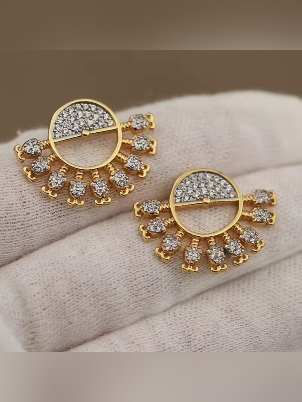 Gold & Crystal Sunburst Earrings - Women's Jewelry